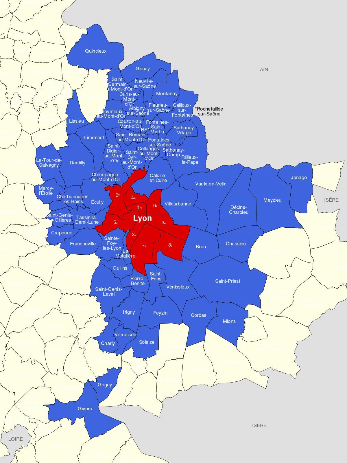 خريطة منطقة ليون